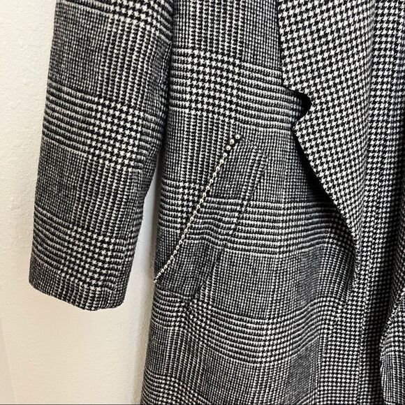 Karl Lagerfeld Houndstooth Plaid Wrap Trench Jacket - Picture 4 of 10